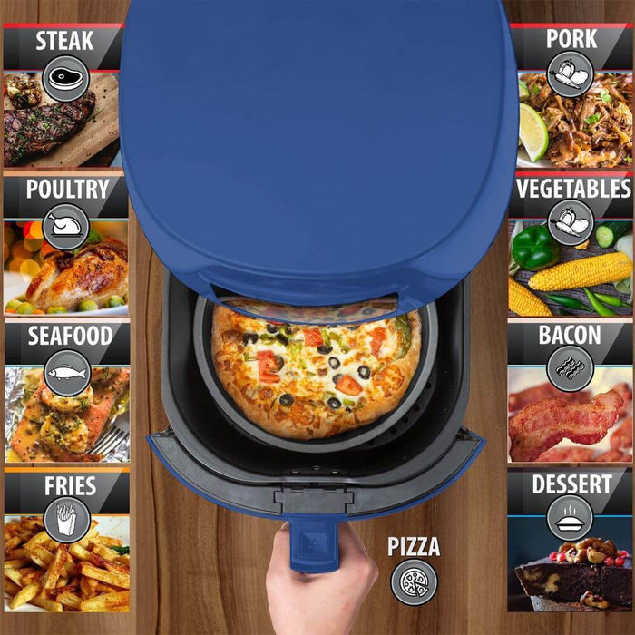 Deco Chef Digital 5.8QT Electric Air Fryer (Blue) with Gourmet 12-Piece Knife Set