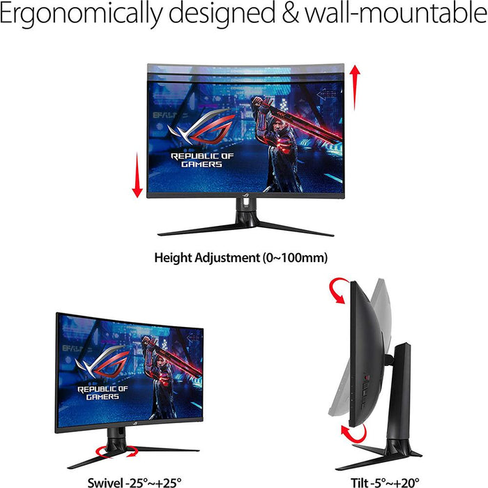 Asus ROG Strix 31.5" WQHD 170Hz 1ms Curved Gaming Monitor with Cleaning Bundle