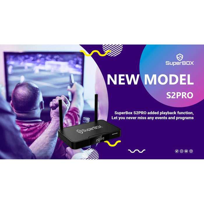Superbox S2 Pro Media Player, 6K Android 9.0 TV Dual-Band Wi-Fi 2.4G/5G Compatible - 2021