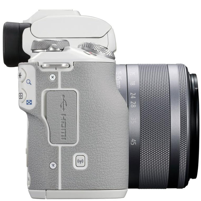 Canon EOS M50 Mark II Mirrorless Digital Camera (White) + 15-45mm Lens Vlogger Bundle