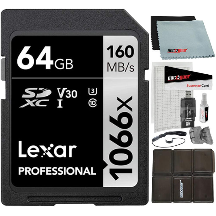 Lexar LSD1066064G 64GB SDXC 1066X Memory Card Bundle with Accessory Kit