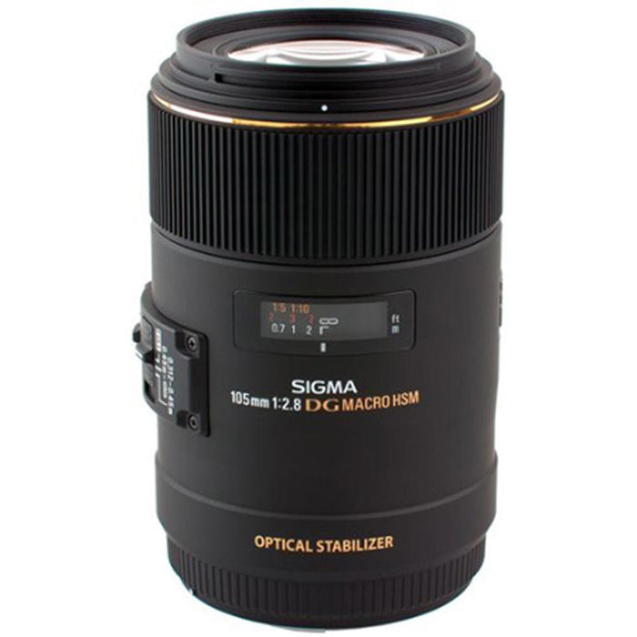 Sigma 105mm F2.8 EX DG OS HSM Macro Lens for Nikon DSLR with 64GB Memory Card