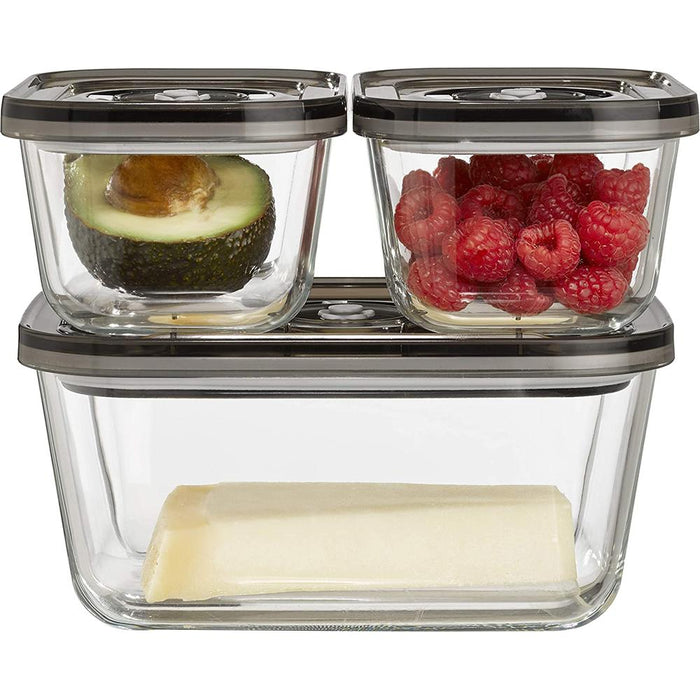 Caso 3 Piece Food Storage Containers (2-16oz containers 1-1.5 Qt container)