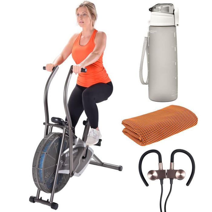 Stamina Air Resistance Exercise Bike with Accessories Bundle