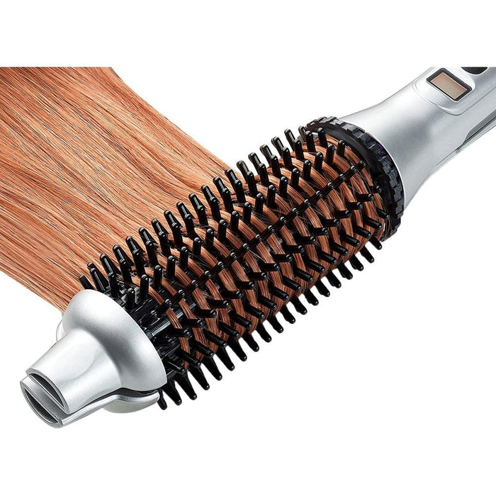 Perfecter Flat Iron Hair Straightener & Hot Round Brush 2-in-1 (Silver) - Open Box