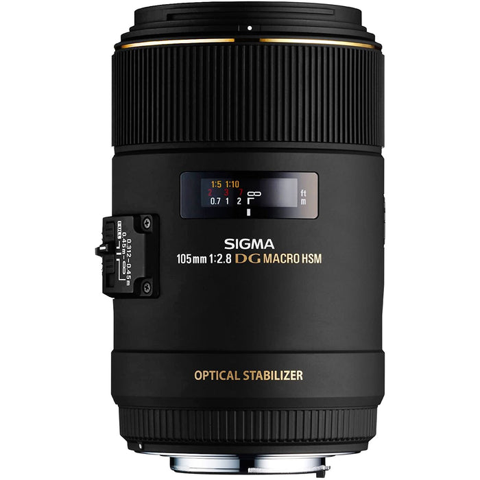 Sigma 105mm F2.8 MACRO EX DG OS HSM Lens for Nikon F-Mount DSLR Cameras 258306 Bundle