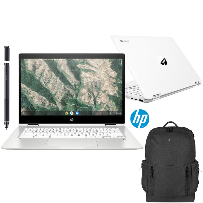 Hewlett Packard Chromebook x360 14" Intel Celeron 4GB RAM Touch Laptop w/ Accessories Bundle