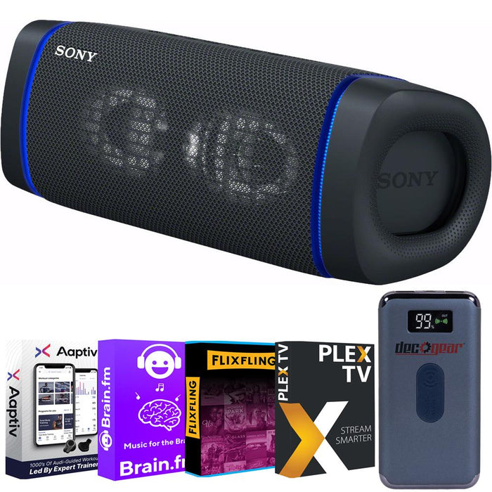 Sony SRS-XB33 Portable Waterproof Bluetooth Speaker (Black) +Entertainment Power Pack
