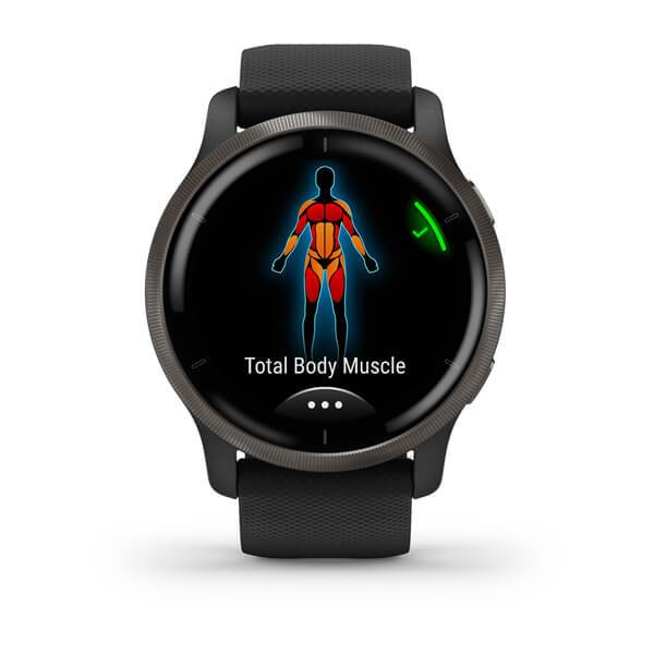 Garmin Venu 2 Fitness Smartwatch - Slate Bezel with Black Silicone Band