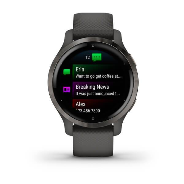 Garmin Venu 2S Fitness Smartwatch - Slate Bezel with Graphite Silicone Band
