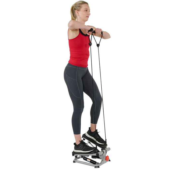 Sunny Health and Fitness Total Body Mini Stair Stepper Machine with Resistance Bands - SF-S0978