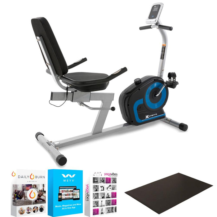 XTERRA Fitness SB120 Seated Recumbent Exercise Bike, Lower-Body Workout + Fitness Bundle