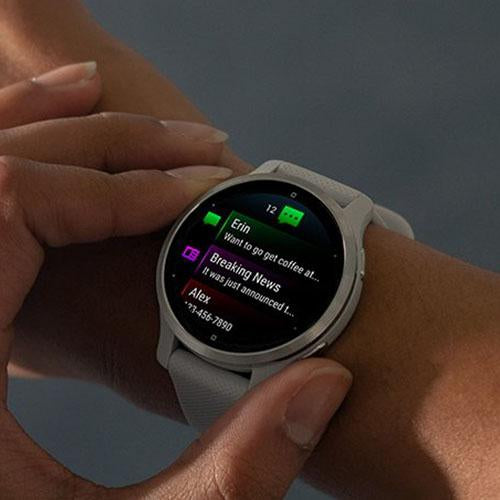 Garmin Venu 2S Fitness Smartwatch Rose Bezel with White Band + Warranty Bundle