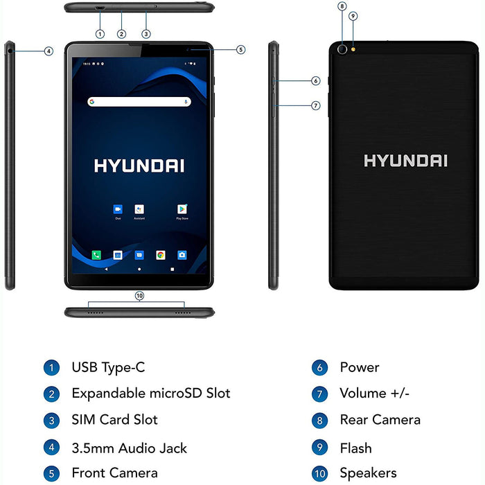 Hyundai HyTab Plus 8LB1 8" 800x1280 HD IPS Quad-Core 4G LTE Tablet - HT8LB1PBKNA