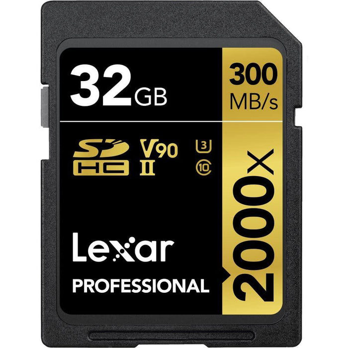 Lexar Pro 2000x UHS-II Memory Card 32GB Card 2-Pack + Editing Suite & 64GB Drive