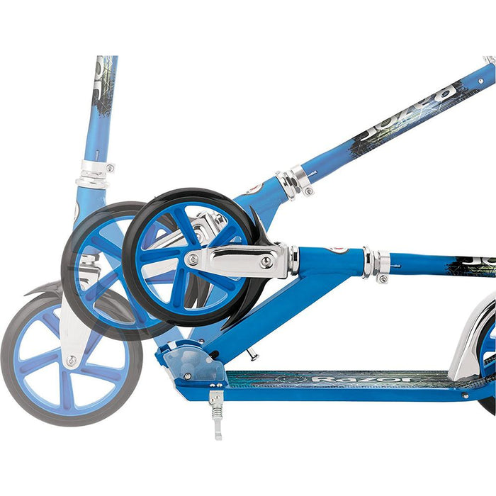 Razor A5 Lux Kick Scooter Blue with Veglo Commuter X4 Wearable Rear Light System