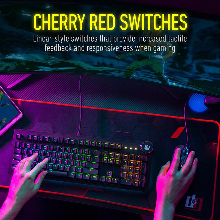 Deco Gear Mechanical Keyboard Cherry MX Red w/ Ergonomic Palm Rest, Anti-Ghost, Custom RGB