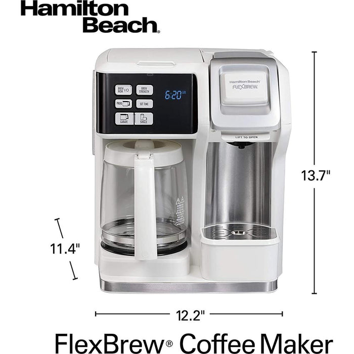 Hamilton Beach FlexBrew 2 Way Coffee Maker: Single-Serve or 12 Cup Pot, White 49947 - Open Box