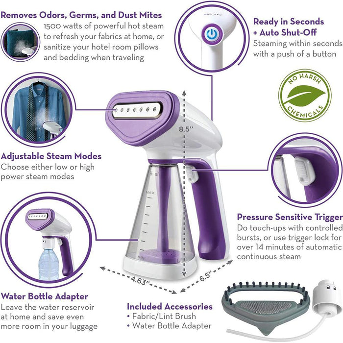 Sienna Handheld Travel Clothes and Garment Steamer to Remove Wrinkles 1500 Watts