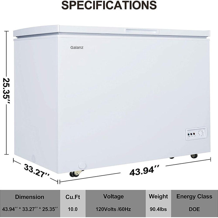GLF10CWED01 by Galanz - Galanz 10.0 Cu Ft Manual Defrost Chest Freezer in  White