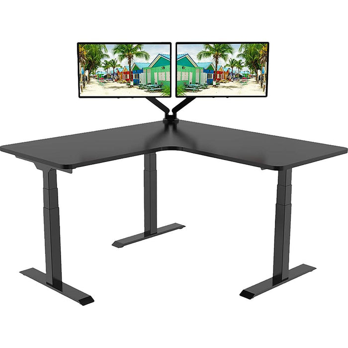 Hanover 73" L-Shaped Sit or Stand Electric Height Adjustable Desk, HSD0452-BLK