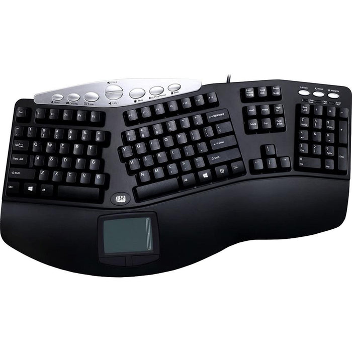 Adesso Tru-Form Pro 308 Contoured Ergonomic Keyboard with Built-In Touchpad (USB)