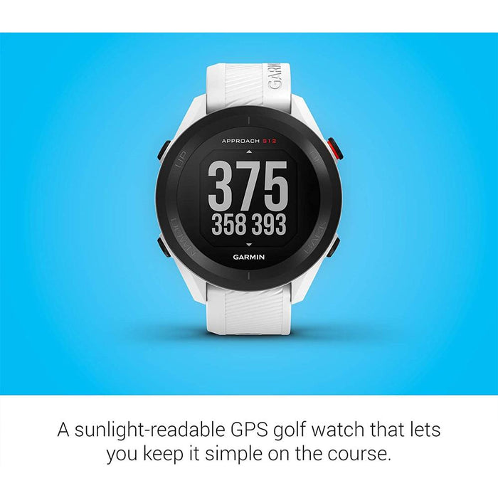 Garmin Approach S12 GPS Golf Watch 42k+ Preloaded Courses Wht+Power Bank Bundle