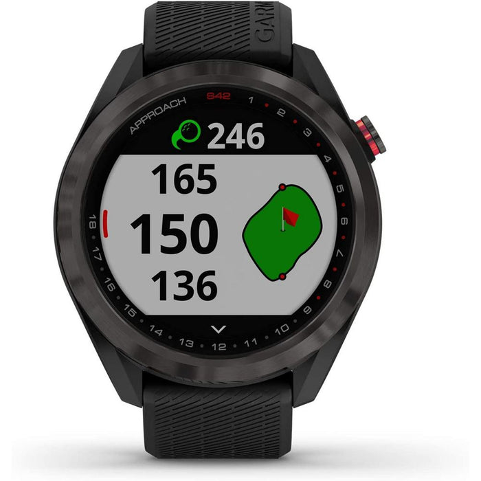 Garmin Approach S42 GPS Golf Watch, Gunmetal with Black Band w/ Accessory Bundle