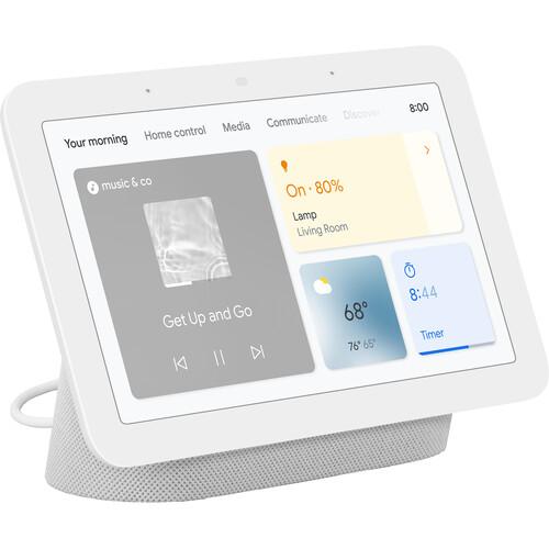 Google Nest Hub Display w/ Google Assistant, Chalk (2nd Gen) + Learning Thermostat Brass