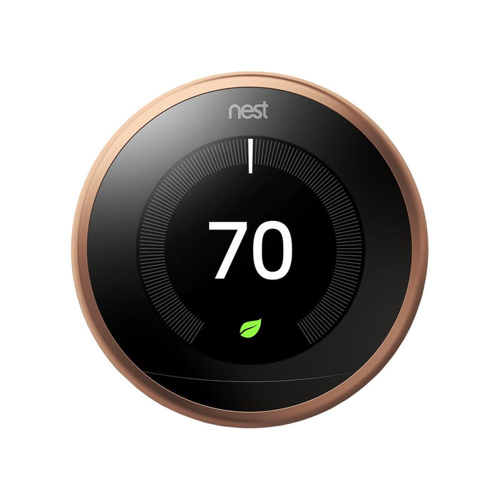 Google Nest Hub Display w/ Google Assistant, Chalk (2nd Gen) + Learning Thermostat Copper