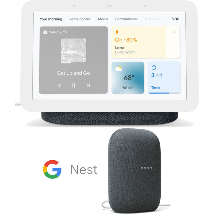 Google Nest Hub Smart Display, Charcoal (2nd Gen) GA01892-US with Nest Speaker Bundle