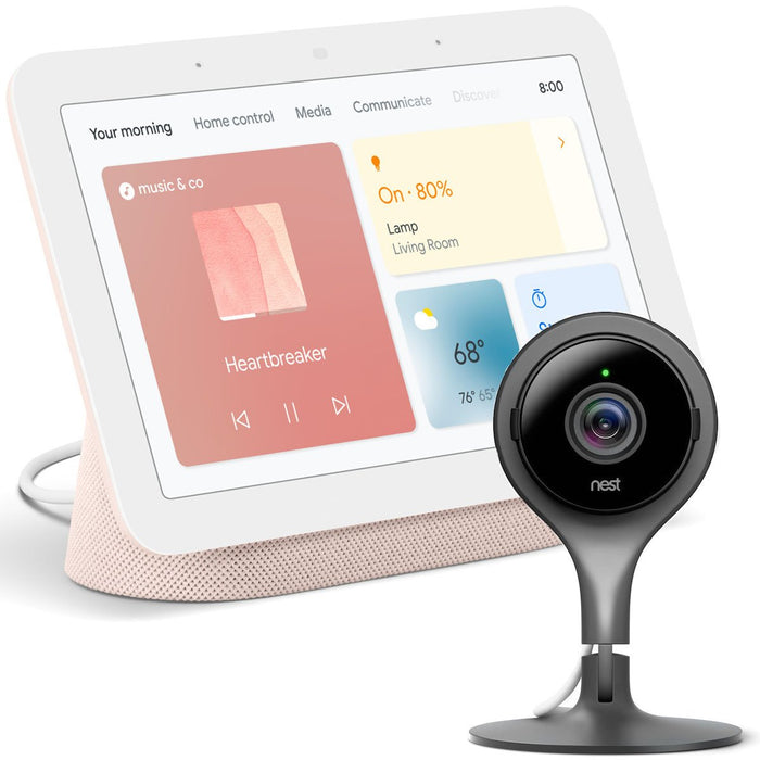 Google Nest Hub Smart Display - Sand (2nd Gen) with Cam Indoor Security Camera