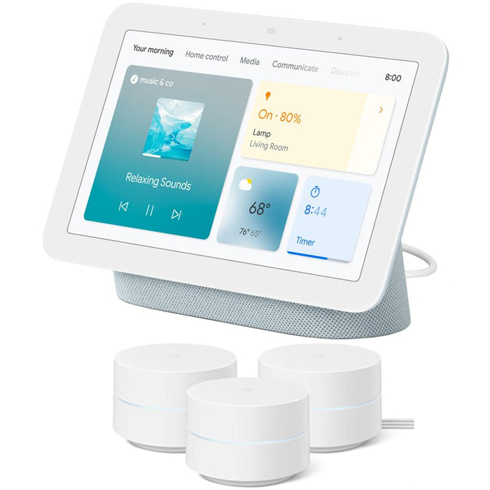 Google Nest Hub Smart Display with Assistant Mist 2nd Gen + Wifi Router 3 Pack