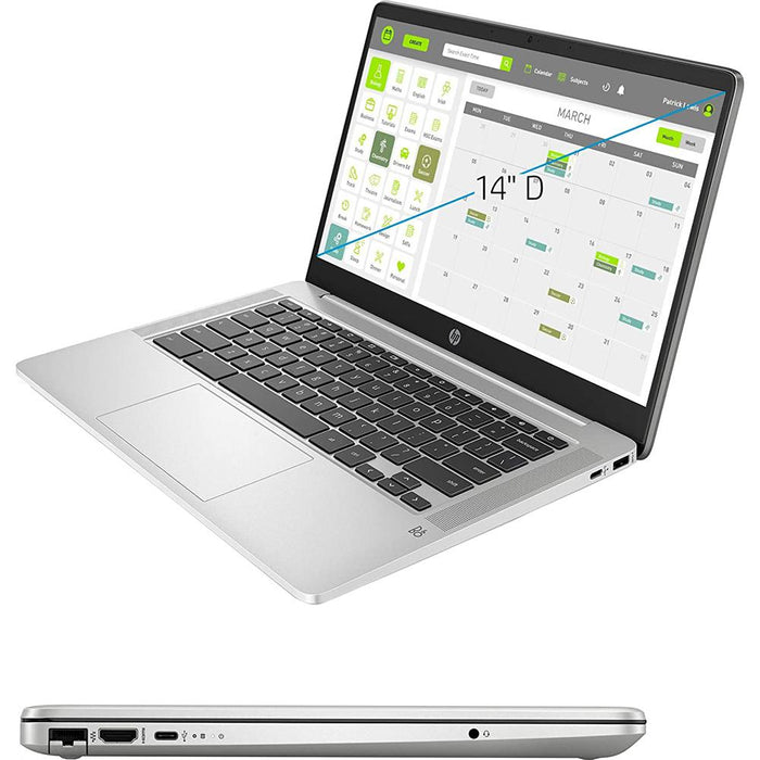 Hewlett Packard 14a-na0010nr 14" HD Intel N4000 4/32GB SSD Chromebook Laptop +64GB Warranty Pack