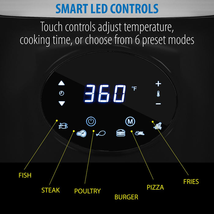 Deco Chef 3.7QT Digital Air Fryer with 6 Cooking Presets, Black - Refurbished