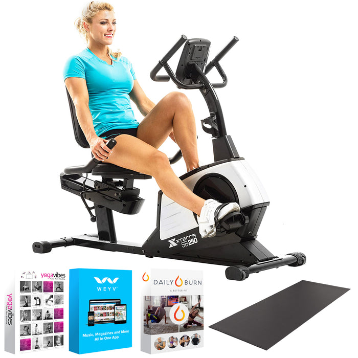 XTERRA Fitness SB250 Recumbent Exercise Bike with 5.5" LCD Display 125316 + Fitness Bundle