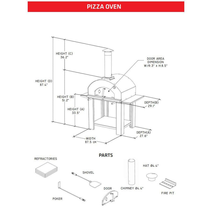 Nuke Pizzero Coal or Wood-Fire Outdoor Napolitano Pizza Oven - OVENCT801