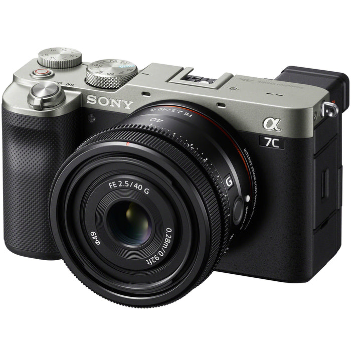 Sony a7C Mirrorless Full Frame Camera Body Silver + 40mm F2.5 G Lens SEL40F25G Bundle