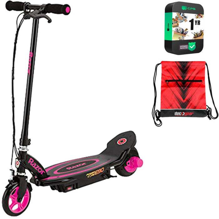 Razor E90 Power Core Electric Scooter - Pink + Extended Warranty and Deco Bag