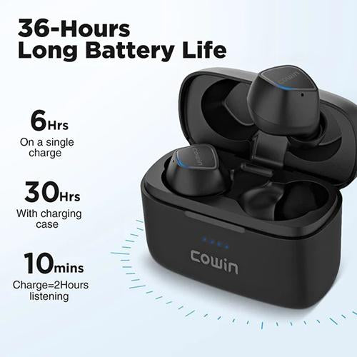 Cowin KY02 True Wireless Bluetooth Sports Eearbuds Black + Power Protection Pack