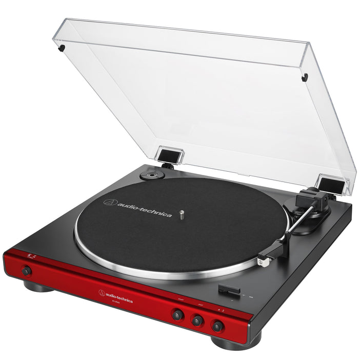 Audio-Technica AT-LP60X-RD Fully Automatic Belt-Drive Turntable, Red - Renewed