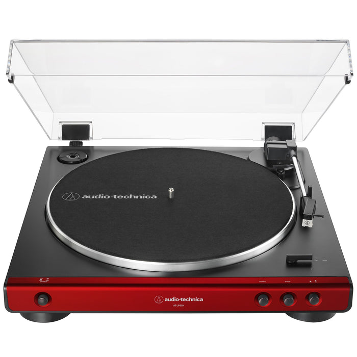 Audio-Technica AT-LP60X-RD Fully Automatic Belt-Drive Turntable, Red - Renewed
