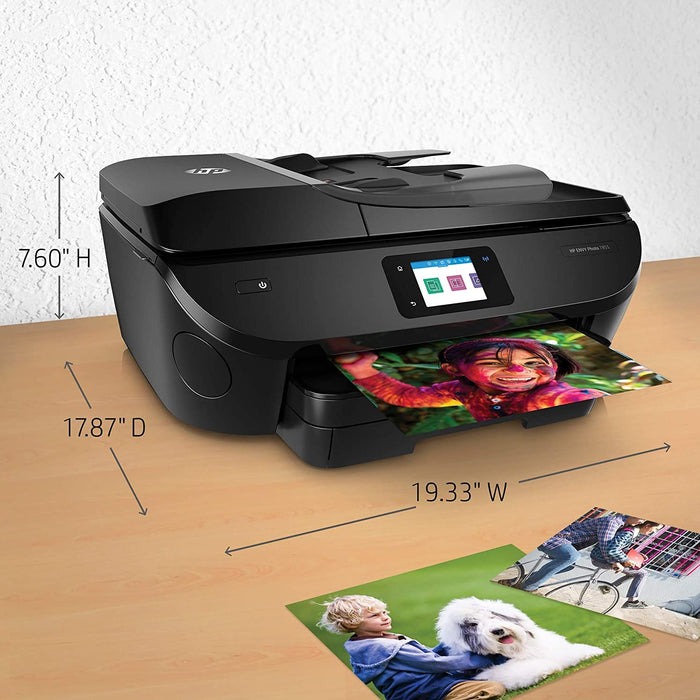 Hewlett Packard ENVY Photo 7855 Wireless All-in-One Printer for Home & Office Bundle - Renewed