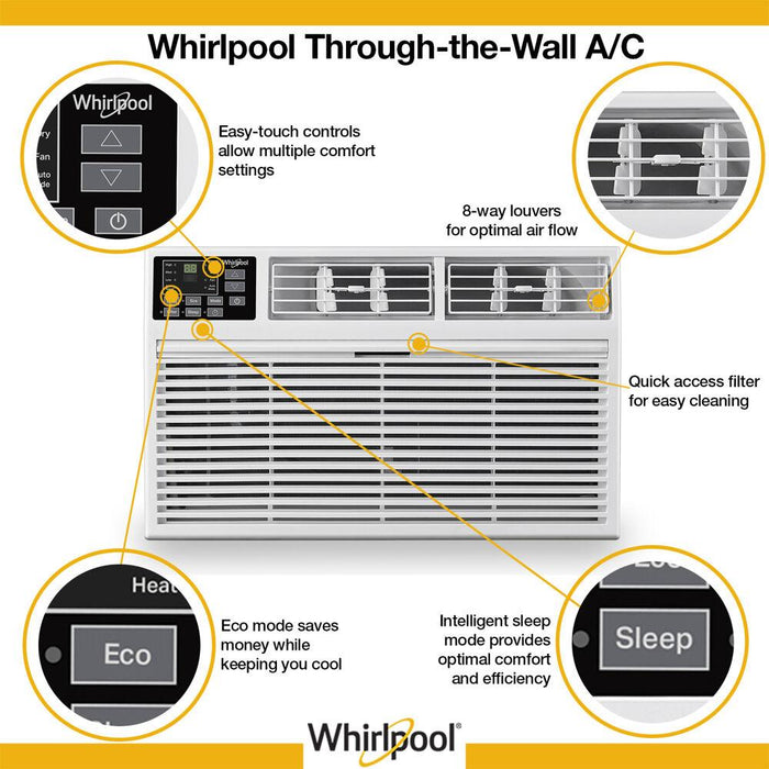 WPTAC 10000 BTU Through the Wall Air Conditioner Electronic Controls 115V