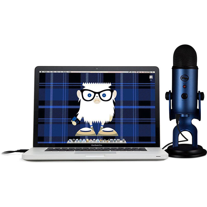 Blue Yeti USB Microphone Four Pattern Midnight Blue with Microphone Wind Screen