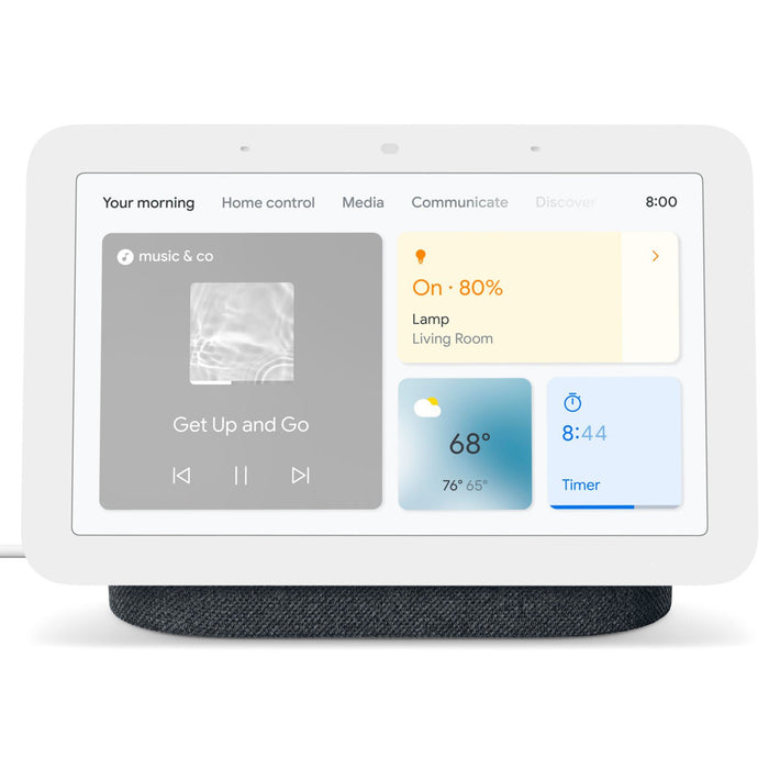 Google Nest Hub 2nd Generation Smart Display Hub in Charcoal + Nest Smart Thermostat in Sand