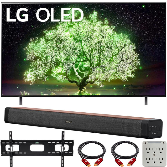 LG 48" A1 Series 4K HDR Smart TV w/AI ThinQ 2021 with Deco Home 60W Soundbar Bundle