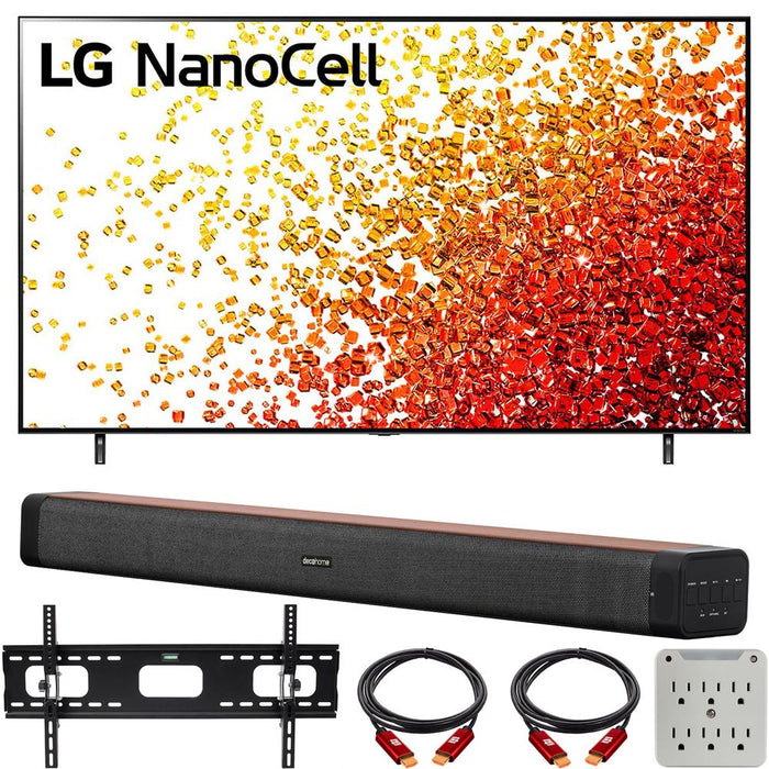 LG 55 Inch HDR 4K UHD Smart NanoCell LED TV with Deco Home 60W Soundbar Bundle