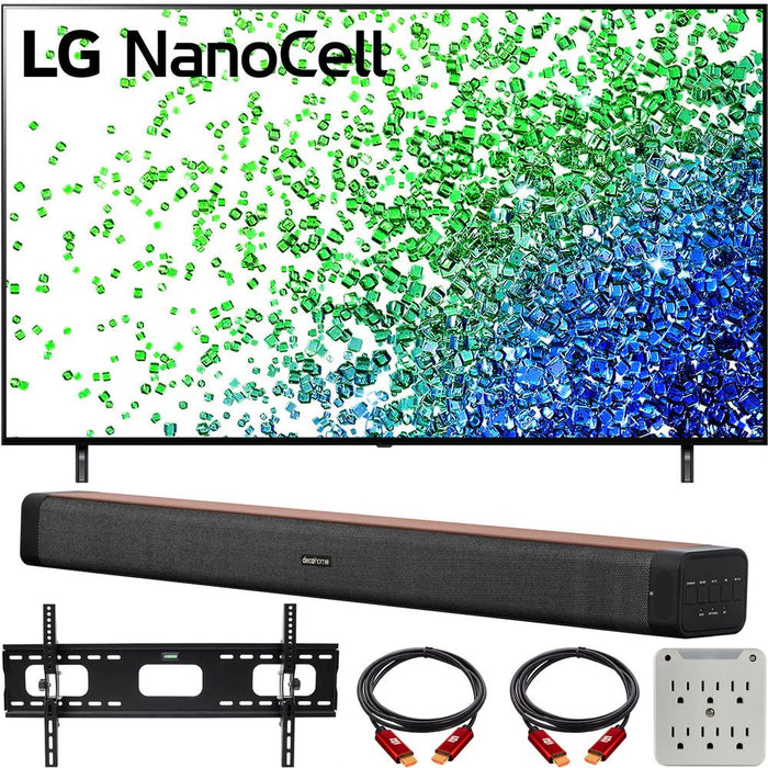 LG 75 Inch HDR 4K UHD Smart NanoCell LED TV 2021 with Deco Home 60W Soundbar Bundle
