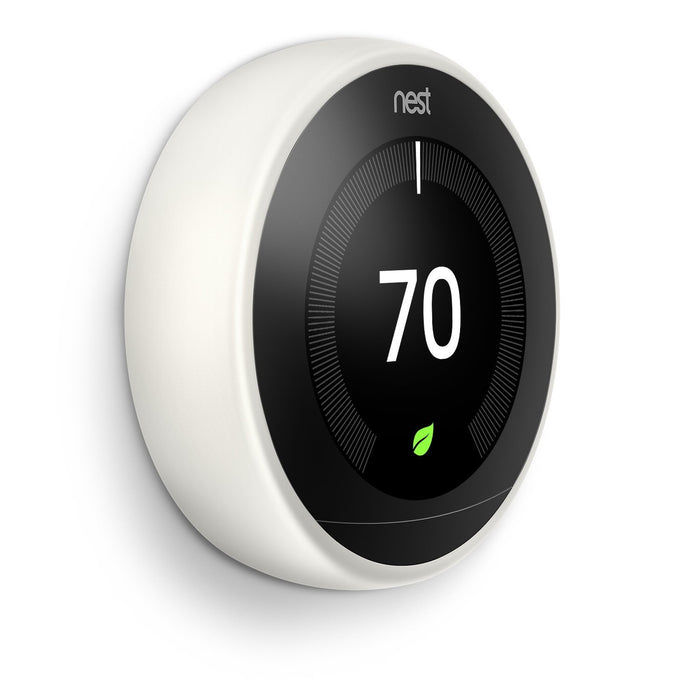 Google Nest 3rd Generation Learning Thermostat in White + Nest Audio Smart Speaker in Sage